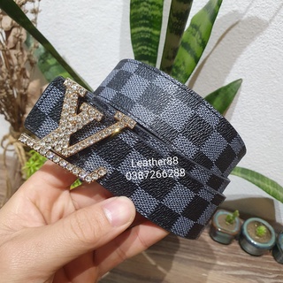 Dây lưng nam cao cấp mặt đính đá, thắt lưng nam lv, dây lưng lv thời trang, mặt kim loại nguyên khối trẻ trung
