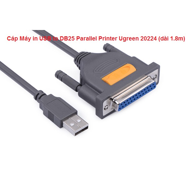 Cáp chuyển USB sang DB25 Parallel cho máy in Ugreen 20224 (dài 1.8m)