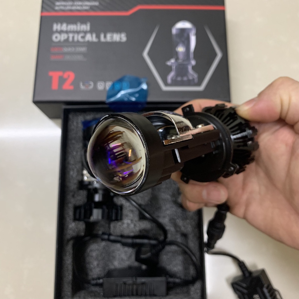 Đèn led bi cầu mini T2Pro chân H4 12V-24V tăng sáng cho ôtô, xe máy, ledbimini