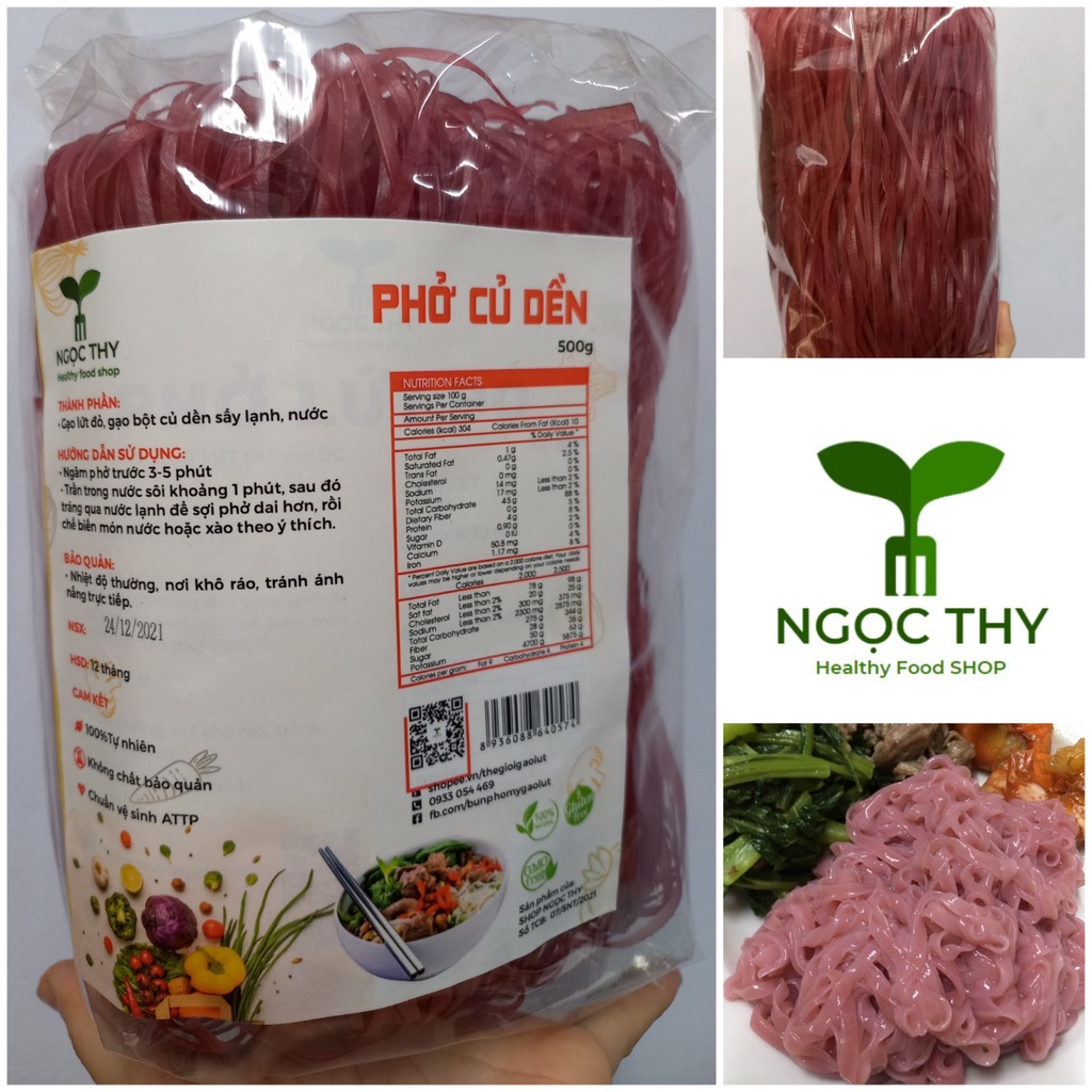 [NT Food] Phở gạo lứt củ dền ăn kiêng eatclean gói 500gr