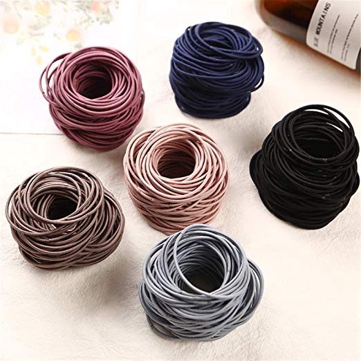 Set 100 dây buộc tóc co giãn tốt dành cho nữ với nhiều màu tùy chọn