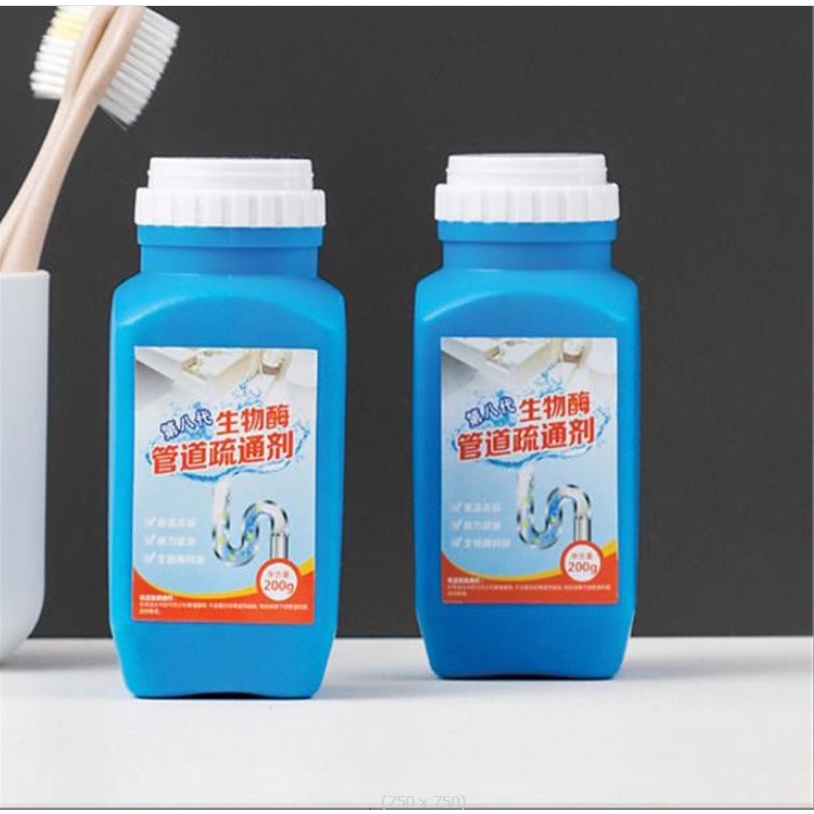 Bột thông tắc cống, đường ống, bồn rửa, toilet công nghệ ENZYME sinh học mạnh mẽ khử mùi hôi hiệu quả SIZE LỚN 200gr