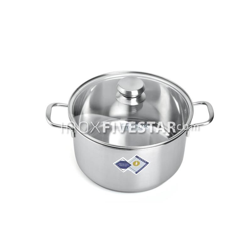 Nồi inox fivestar 20cm nắp kính 3 đáy