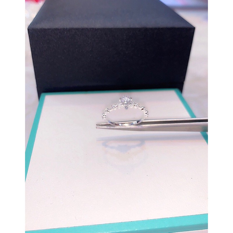 Nhẫn đá nhỏ dễ thương bạc ta NGỌC MẬU tim mặt cười