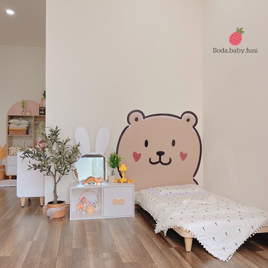 .. Giường phảng đơn giản nhỏ gọn cho bé màu gỗ kích thước 100x200cm mã 001