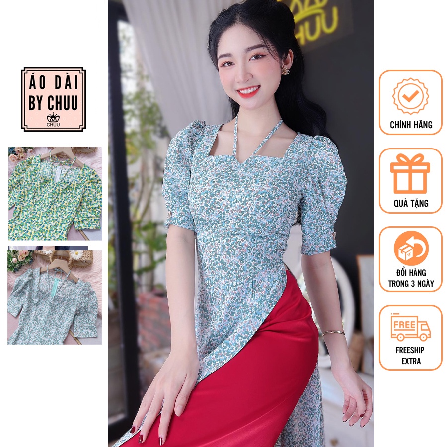Áo dài cách tân nữ kiểu cổ cột dây xinh xắn CHUU AD8048 - không kèm quần