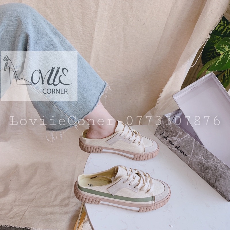 SỤC BATA THỜI TRANG LOVIIECORNER - GIÀY THỂ THAO TRẮNG NỮ VẢI ĐỘN ĐẾ THẤP CAO CẤP B200821