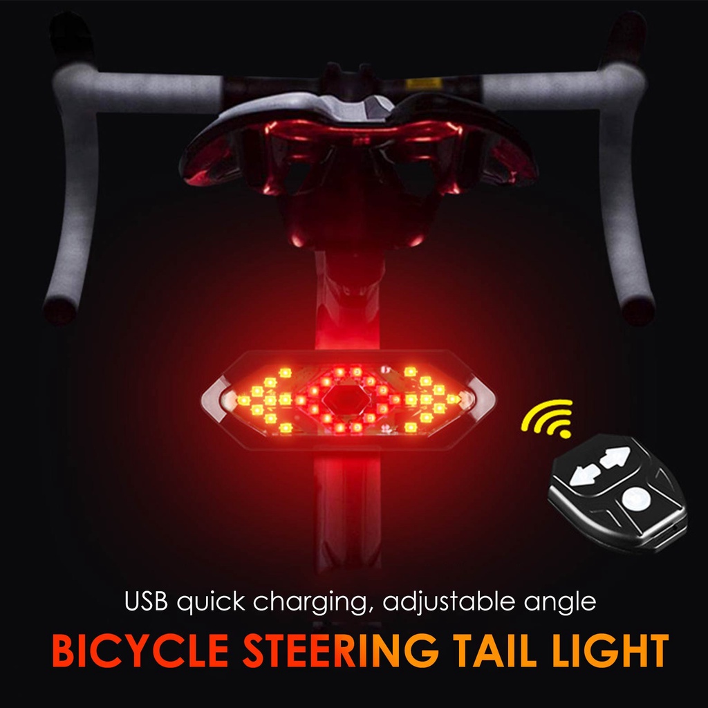 Đèn LED tín hiệu gắn đuôi xe đạp có điều khiển từ xa sạc USB 2032