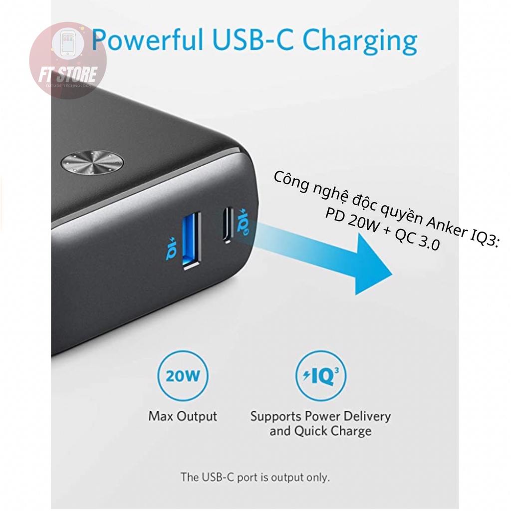 [GIAO HỎA TỐC]Củ Sạc Kiêm Pin Dự Phòng Anker Fusion 10.000mah - A1623, Sạc Nhanh PD20W dành Cho IP, QC 3.0 Android