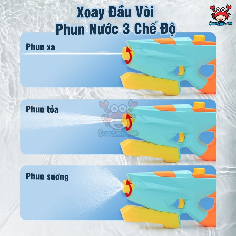 Đồ Chơi Súng Nước TONGLI Cao Cấp Phun Nước 3 Chế Độ (Bắn Nước Xa, Phun Tỏa, Phun Sương Tưới Cây Tạo Cầu Vồng Ngoài Trời)