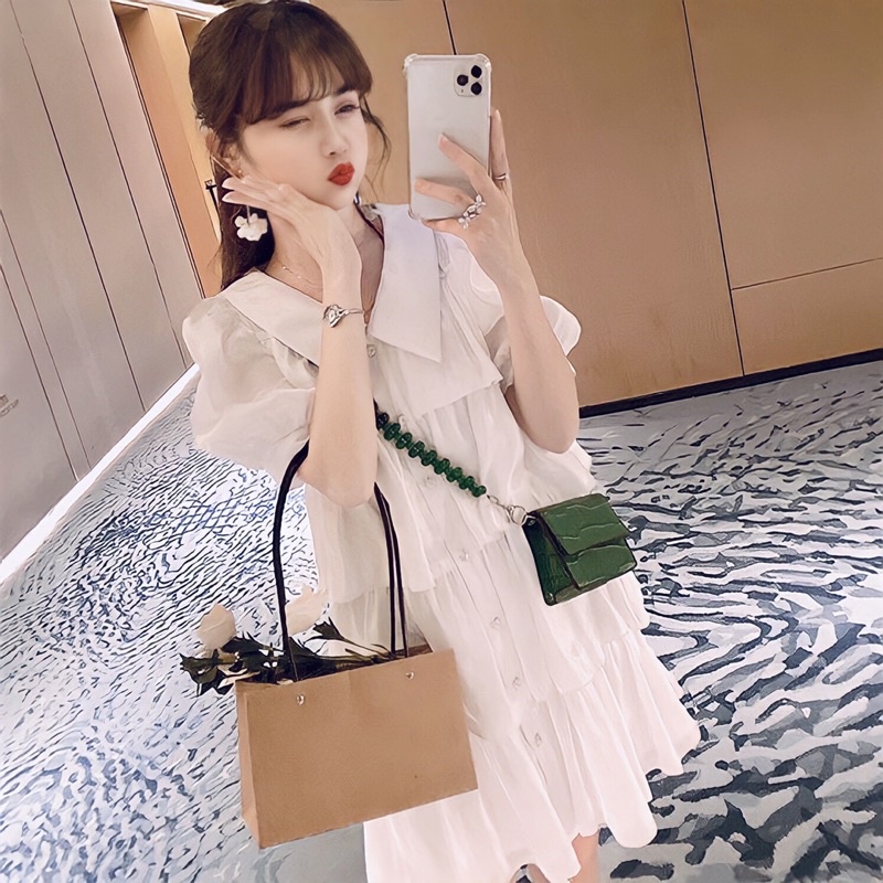 Váy Voan Dáng Ngắn Xếp Tầng Tiểu Thư, Ngọt Ngào Nhẹ Nhàng