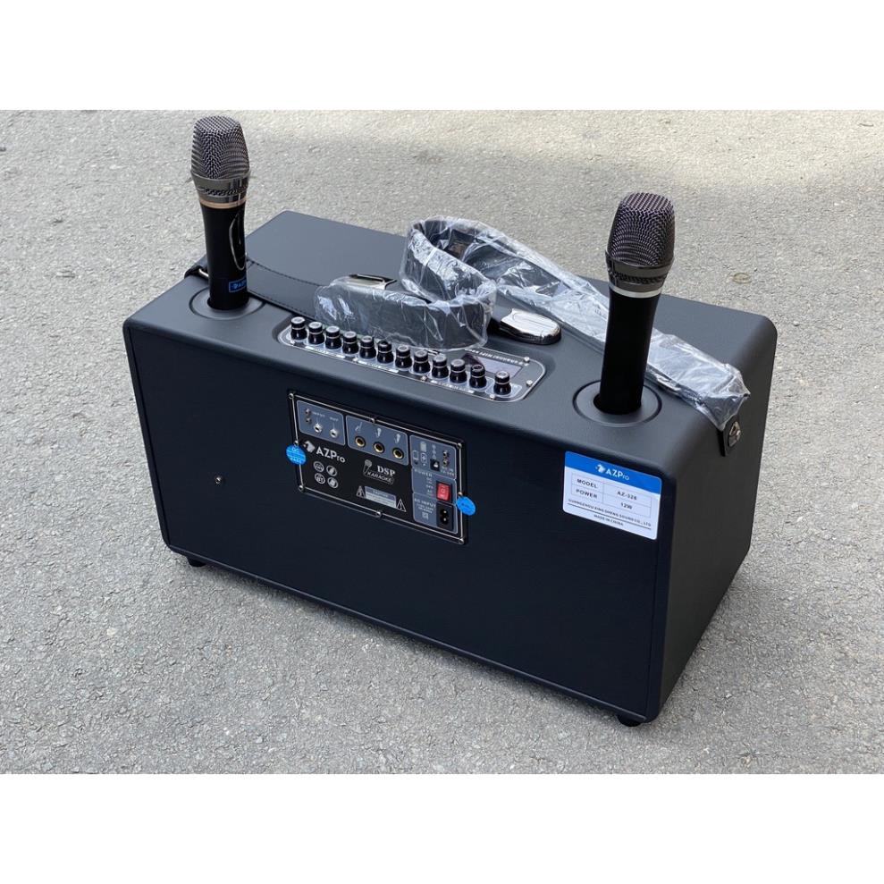 Loa karaoke xách tay AZPRO AZ328 Chất Lượng Cao, 2 Bass 20cm Kèm 2 Micro Kim Loại