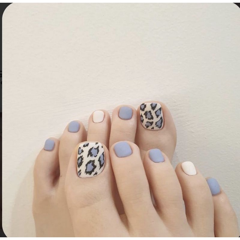 Nailbox/ Bộ 24 móng úp chân sẵn/ Móng chân giả màu xanh lì mắt mèo giá rẻ