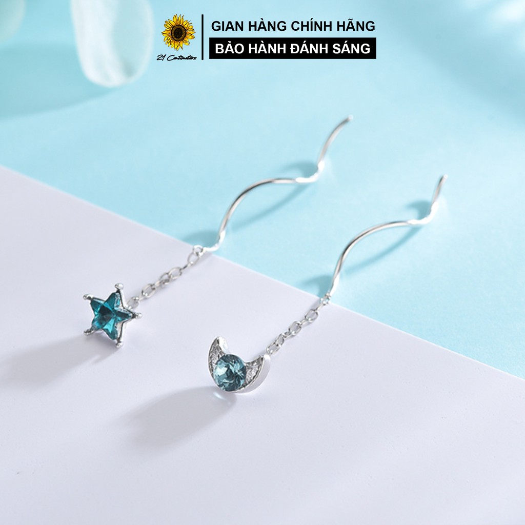 Khuyên tai bạc Blue Star Trang sức bạc Tiệm bạc 21 Centimeters