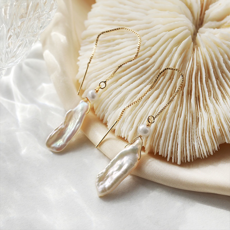 Khuyên Tai Chuỗi Đính Hạt Ngọc Trai Tự Nhiên