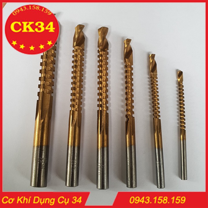 Bộ 6 mũi khoan răng cưa đa năng  phủ titanium 3-8mm