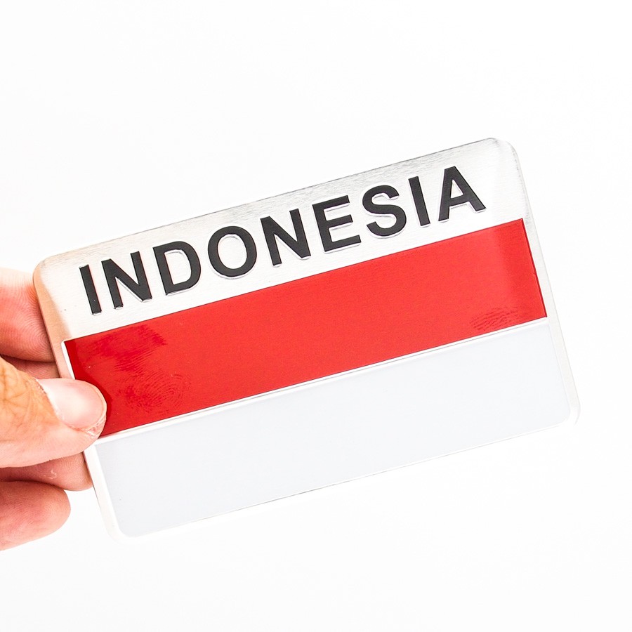 Sticker hình dán metal cờ Indonesia - Miếng lẻ - Chữ nhật 8x5cm