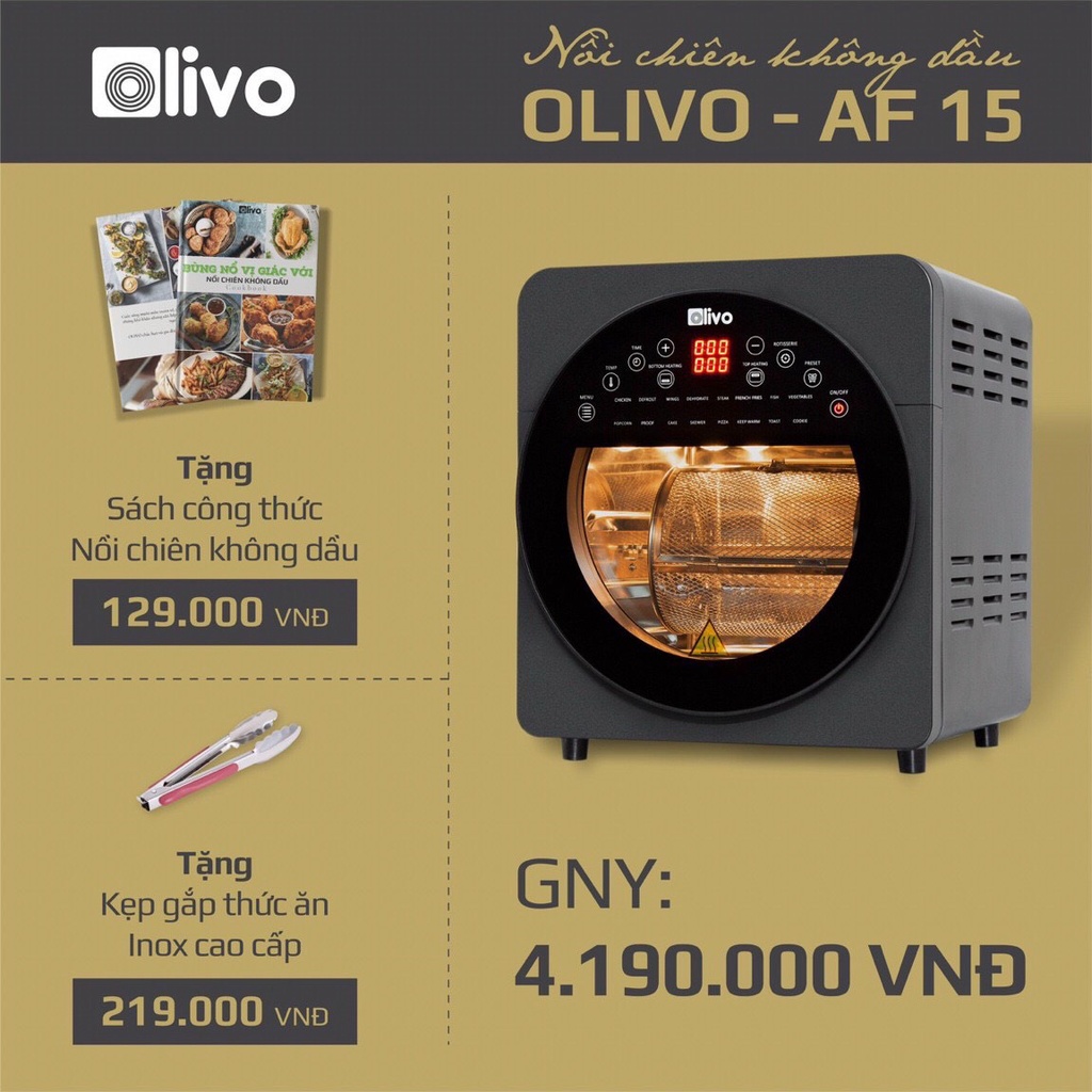 Nồi Chiên Không Dầu OLIVO AF15 Chính Hãng BH 24 Tháng  Dung Tích 15L Thương Hiệu Mỹ( INBOX SHOP ĐỂ ĐƯỢC TẶNG QUÀ KHỦNG