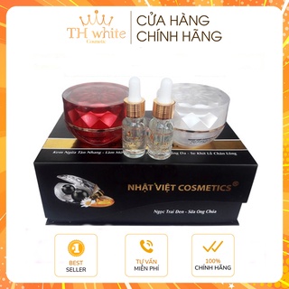 Bộ Kem Ngừa Tàn Nhang Trắng Da Ngọc Trai Đen Sữa Ong Chúa VÍP Nhật Việt