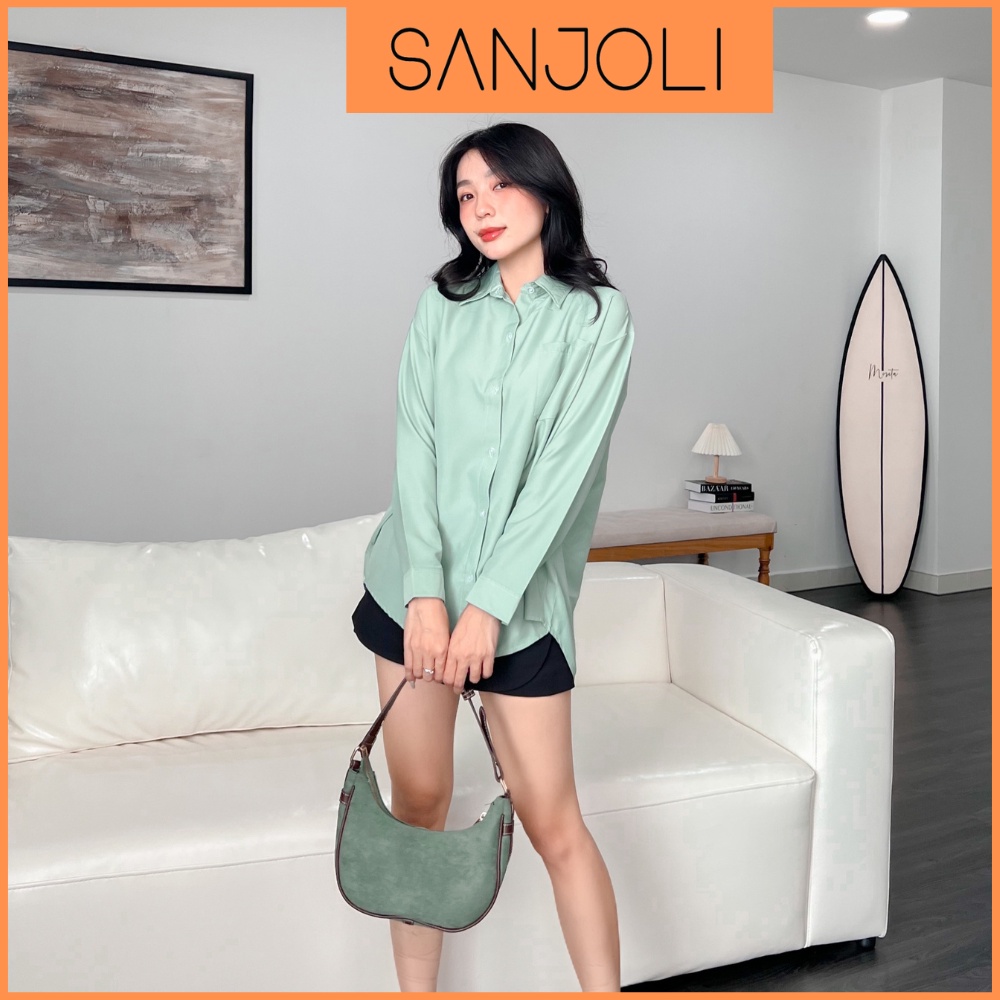 Áo Sơ Mi Nữ Kiểu SANJOLI Somi Lụa Công Sở Tay Dài Chất Thun Cao Cấp Phong Cách Hàn Quốc Vintage Màu Trắng Đẹp AO020