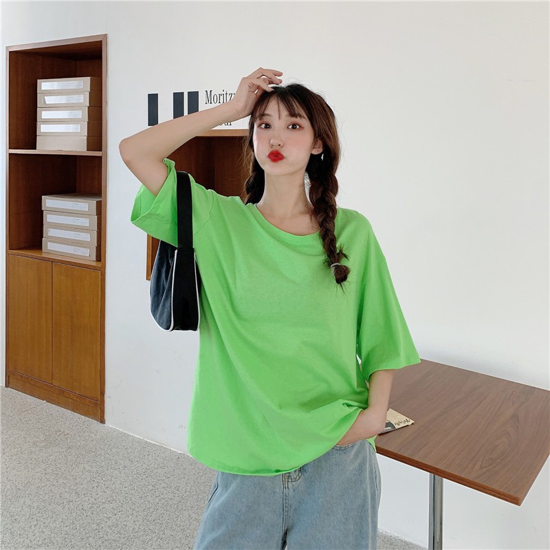 SUXI Áo Thun Nữ Ngắn Tay Cổ Tròn Thời Trang Hàn