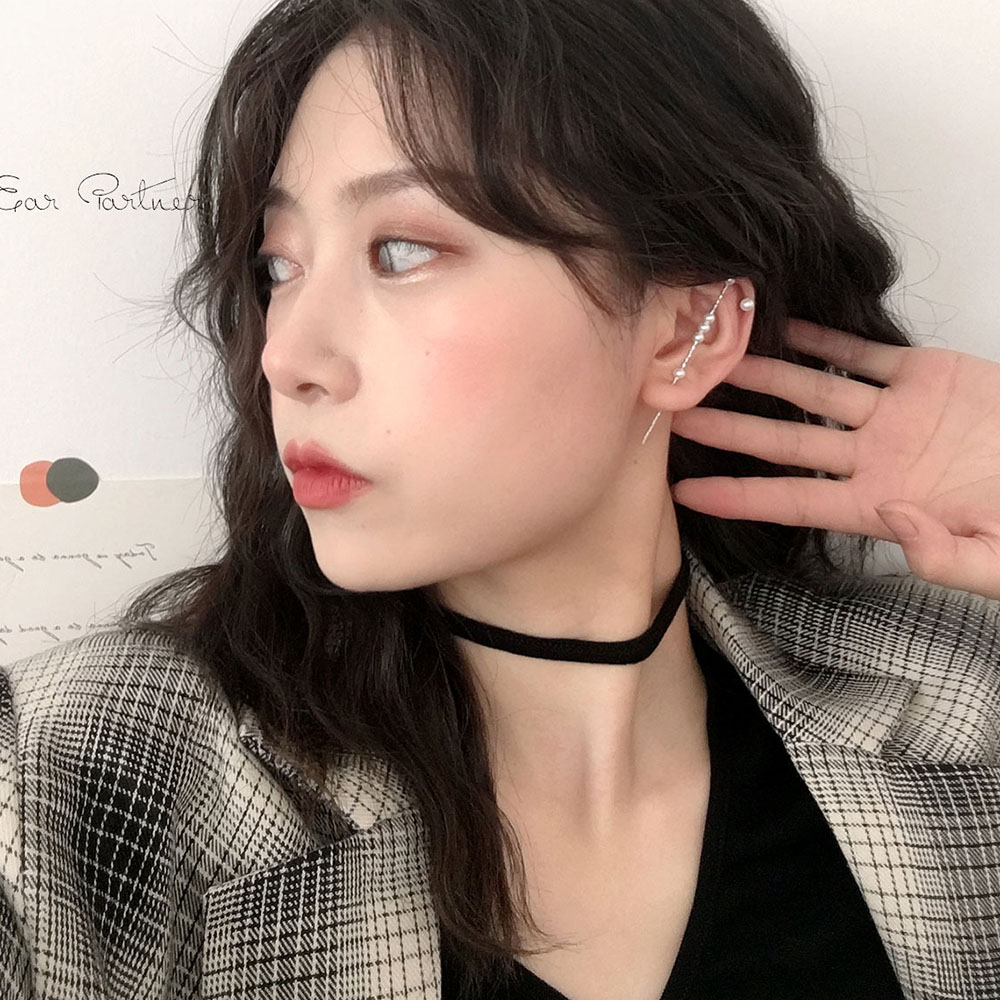 Bông tai mạ bạc đính hạt ngọc trai nhân tạo thời trang