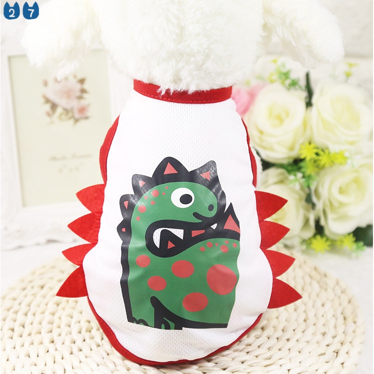 Áo Thun In Hình Khủng Long Hoạt Hình Dễ Thương Cho Cún Cưng