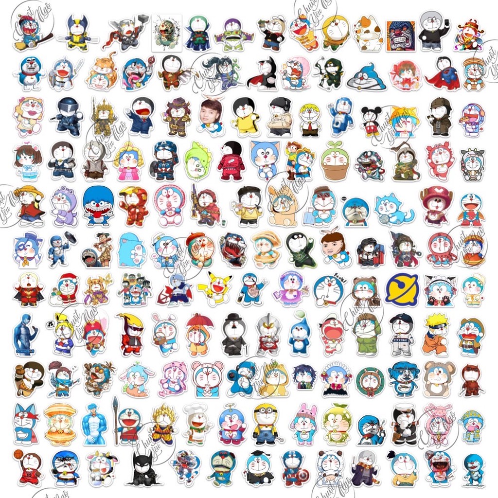 50 mẫu sticker hình dán chủ đề Đô Rê Mon cosplay chống nước dán điện thoại, laptop, xe đạp, nón bảo hiểm NT 19