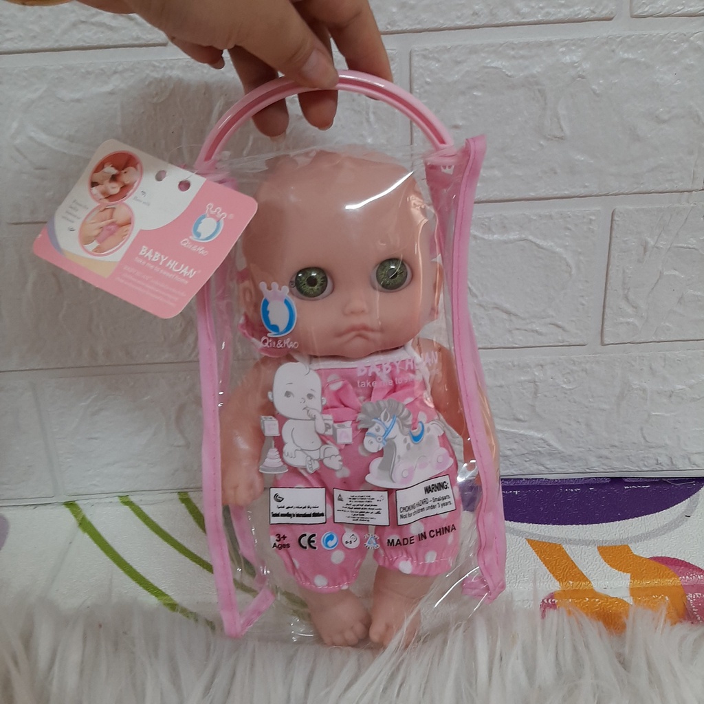 Búp Bê Nhựa Cao Cấp Tái Sinh 21 cm mắt 3D - Cute Baby Full Silicon Doll 8 Inch