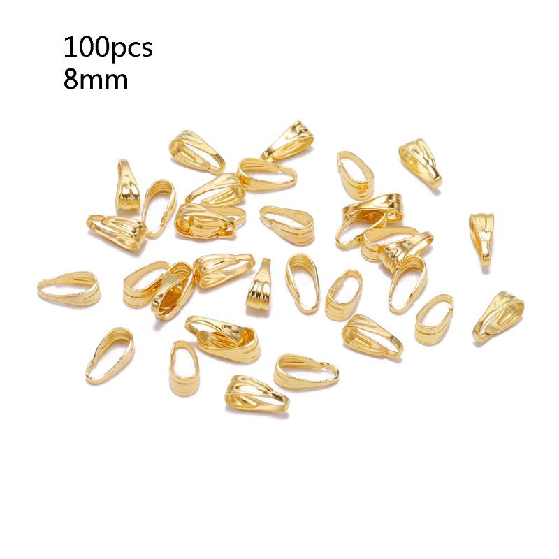 Bộ 100 kẹp móc gắn hạt cườm dùng làm mặt trang sức dây chuyền kích thước nhỏ tự làm