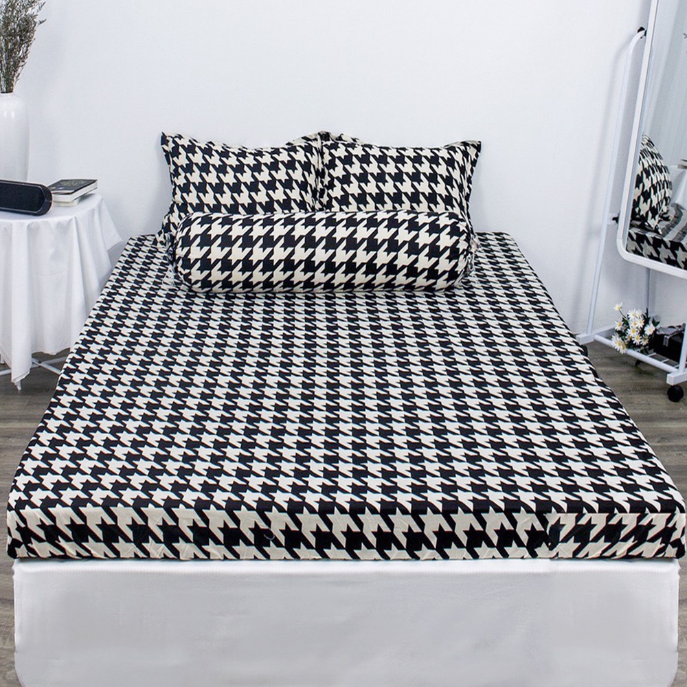 [Rẻ bất ngờ] Bộ Ga Chun Kèm 2 Vỏ Gối Poly Cotton | Mẫu Bò Sữa Xanh (IB để chọn mẫu nha)