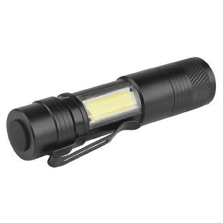 6000LM XPE+COB LED Flashlight 4 Mode Zoomable Clip Torch Light Penlight