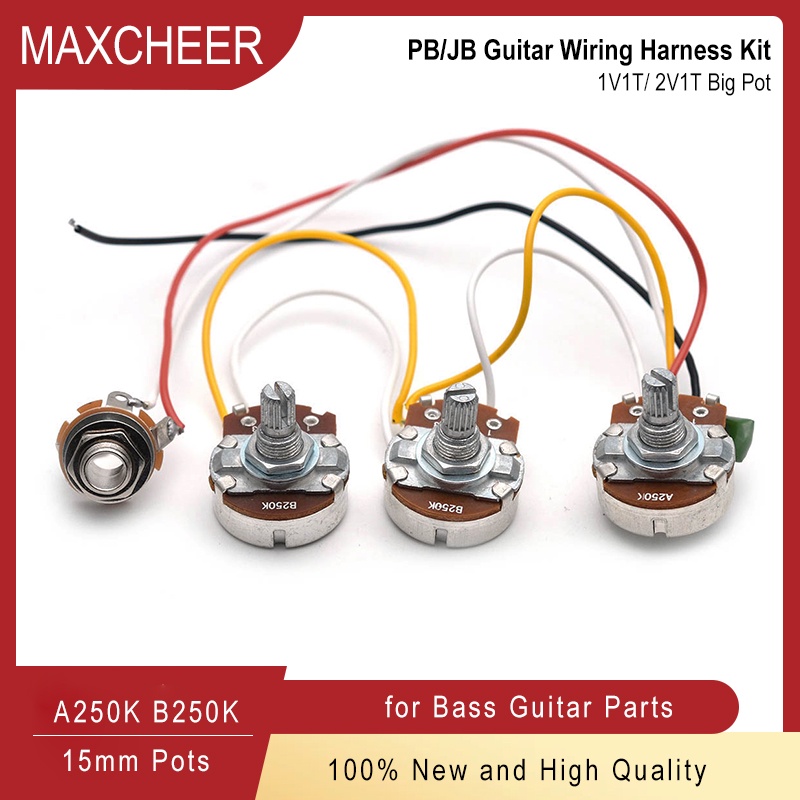 PB / JB Bass Dây nịt dây Prewired Bộ cho Bass Chính Xác Lớn 250K Nồi 1 / 2 Tập 1 Âm Jack