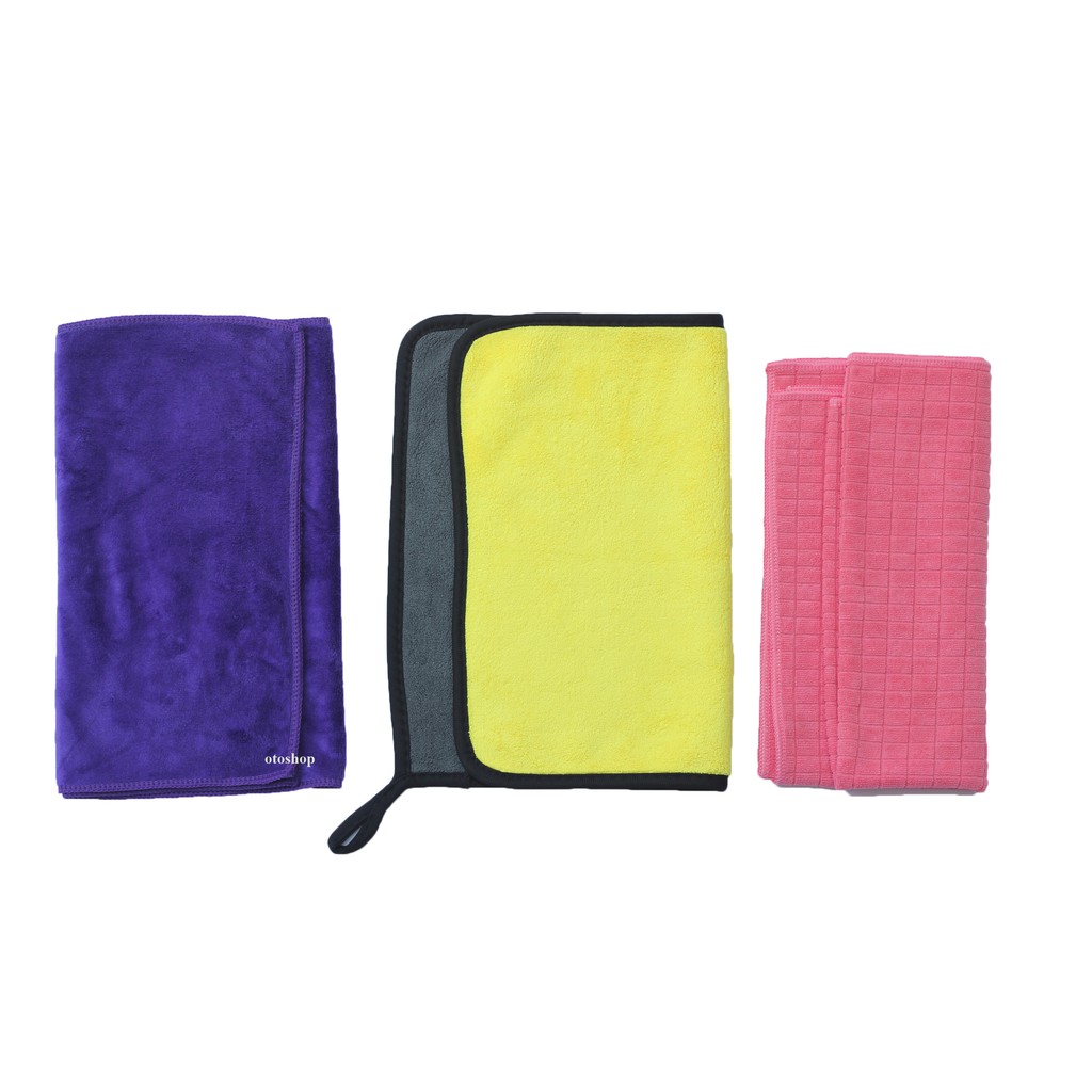 Bộ 3 khăn Microfiber lau xe chuyên dụng màu ngẫu nhiên