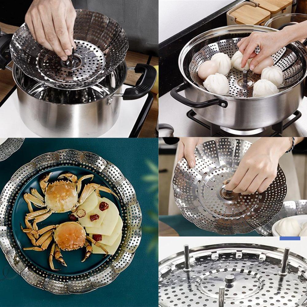 Khay Hấp Trái Cây Bằng Thép Không Gỉ Có Thể Gấp Gọn Tiện Lợi