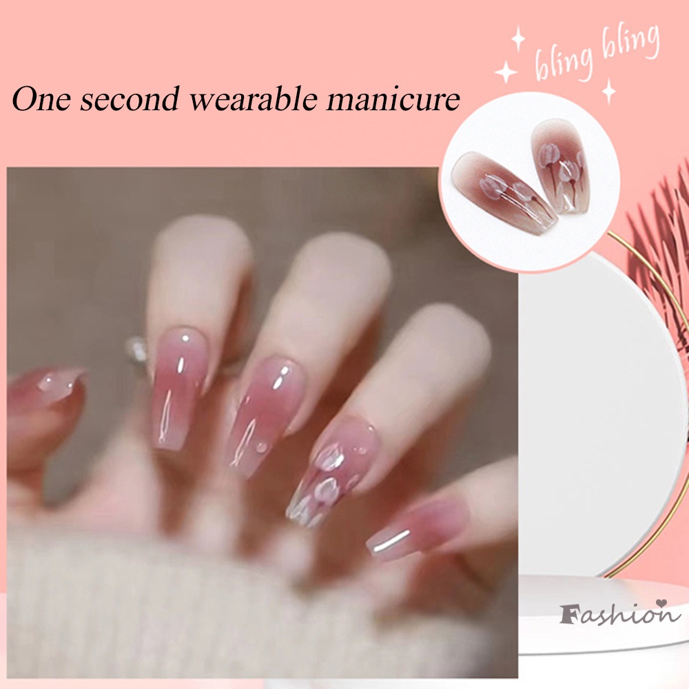 Set 24 Móng Tay Giả Màu Gradient Che Phủ Toàn Diện Có Thể Tái Sử Dụng