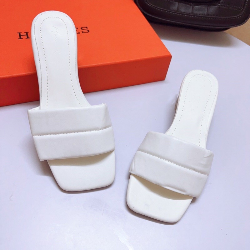 Dép cao gót 5cm gót trong quai bản phồng da lì siêu xinh