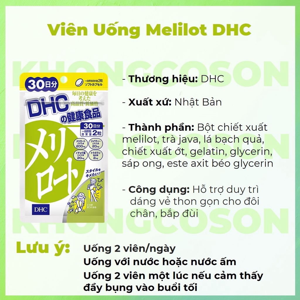 Viên Uống DHC Melilot Hỗ Trợ Giảm Mỡ Đùi 30 Ngày 60 Viên - Khongcoson
