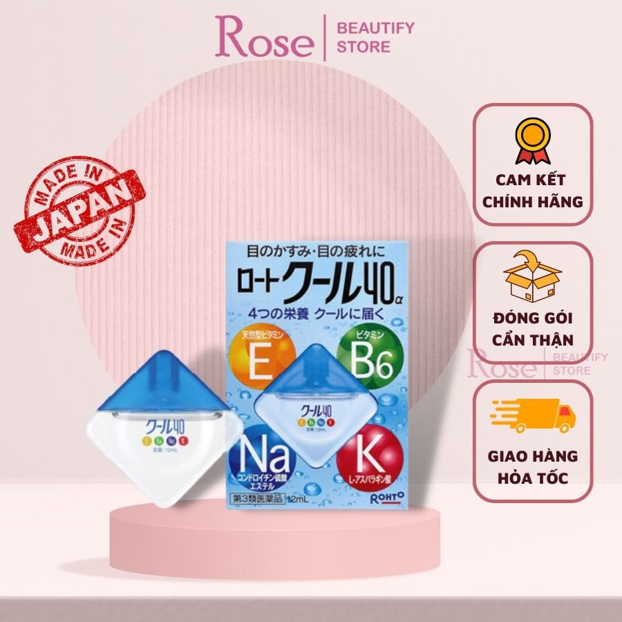 Nước nhỏ mắt Rohto Vita Nhật Bản 12ml, bổ sung vitanin hạn chế mỏi mắt Rose.beautify
