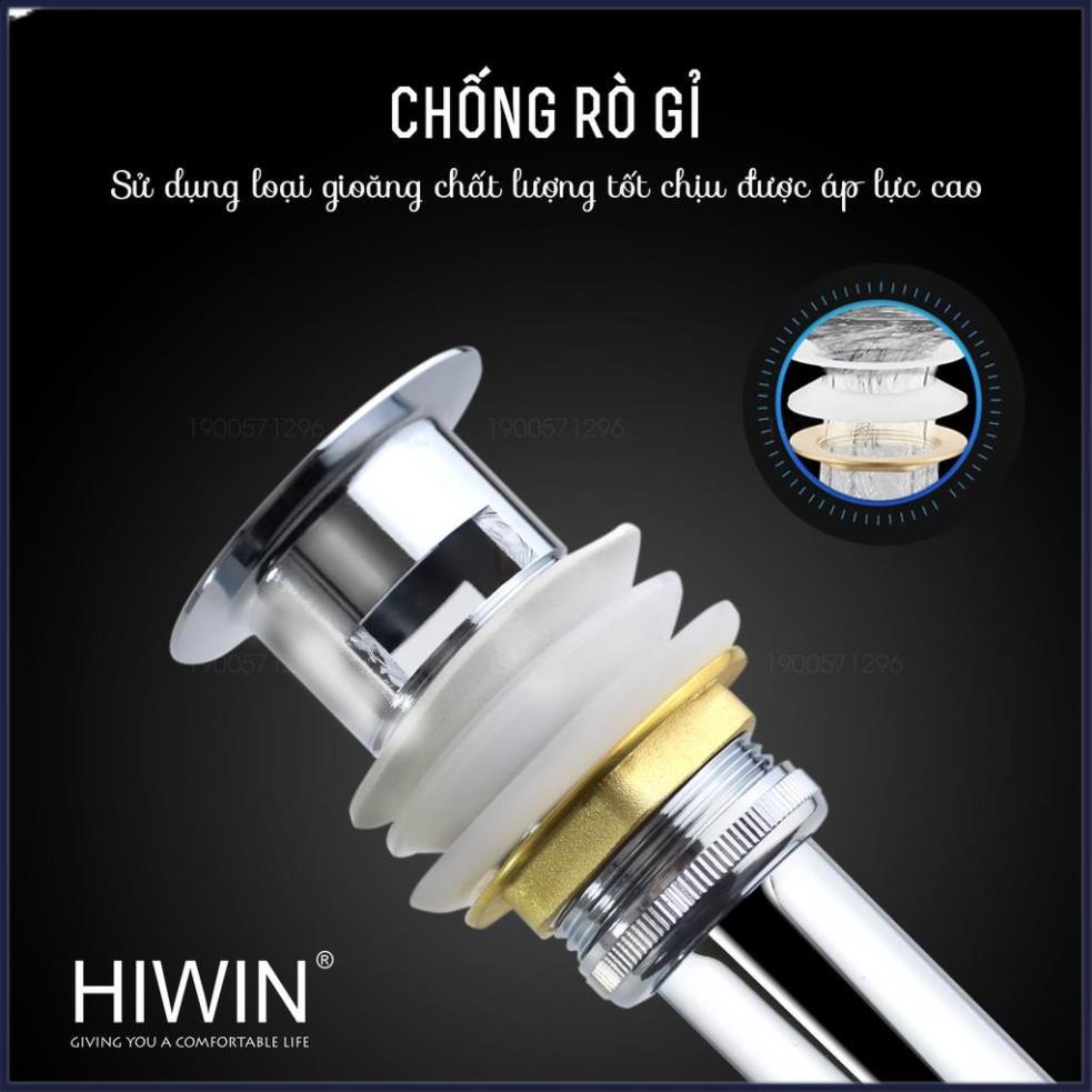 Bộ xả lavabo, xiphong chậu rửa mặt nắp lật đồng mặt gương có lỗ chống tràn HIWIN PG-3016