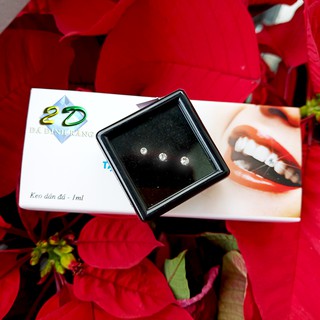 Đá dán răng CAO CẤP loại đế bằng đính tại nhà hộp 3 viên đủ size + keo dán