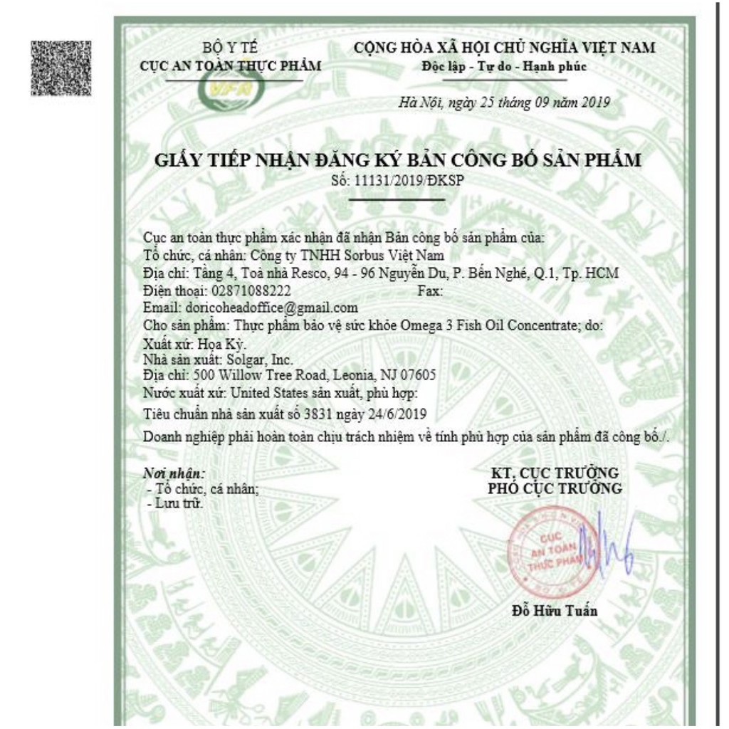 Dầu Cá Omega 3 Fish Oil Concentrate Solgar 240 Viên - Mỹ