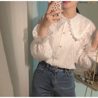 Áo sơ mi phối ren cách điệu