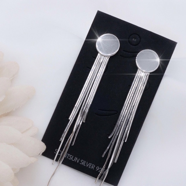 khuyên tai tròn trơn tim đá thả mỳ HD