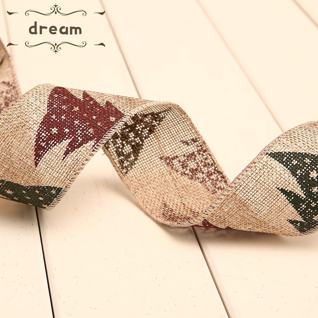 【DREAMLIFE】2M/Roll Christmas Ribbon Linen Snowflake Xmas Tree Decor DIY Sewing Fabric / /