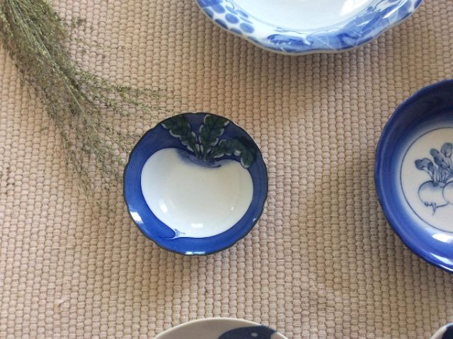 Gốm sứ Nhật Bản - Set bàn ăn men lam hoạ tiết rau củ