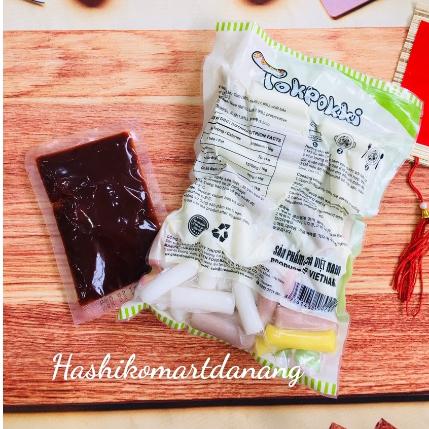Bánh gạo tokbokki dạng thỏi ngũ sắc 500g kèm 100g sốt