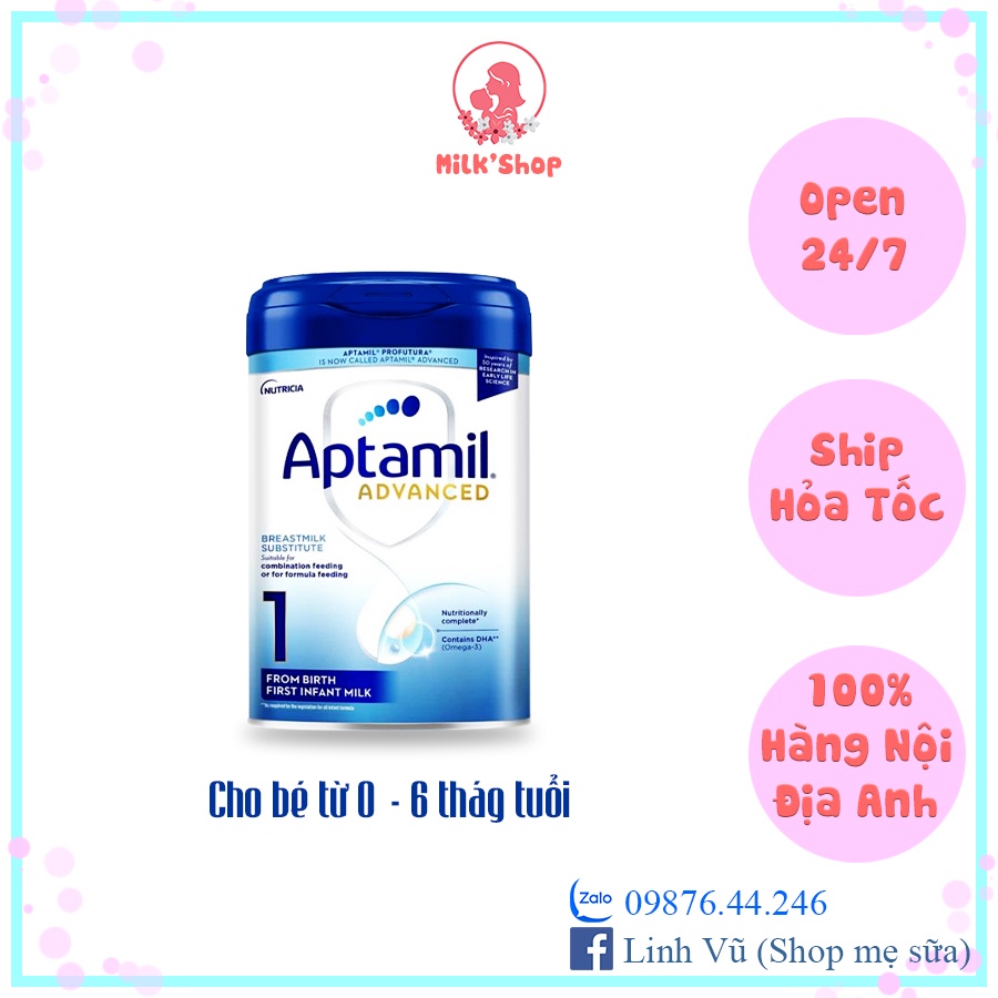 sữa aptamil Anh mẫu mới số 1,2,3 -800g (đủ bill)