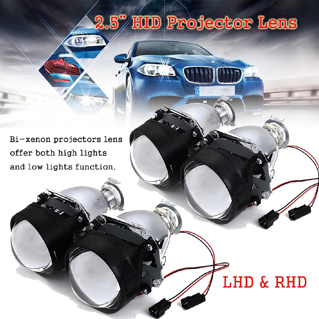 Bộ 2 ống đèn pha đèn pha 2.5'' HID Bi-Xenon cho xe hơi H1 h4 H7 H4