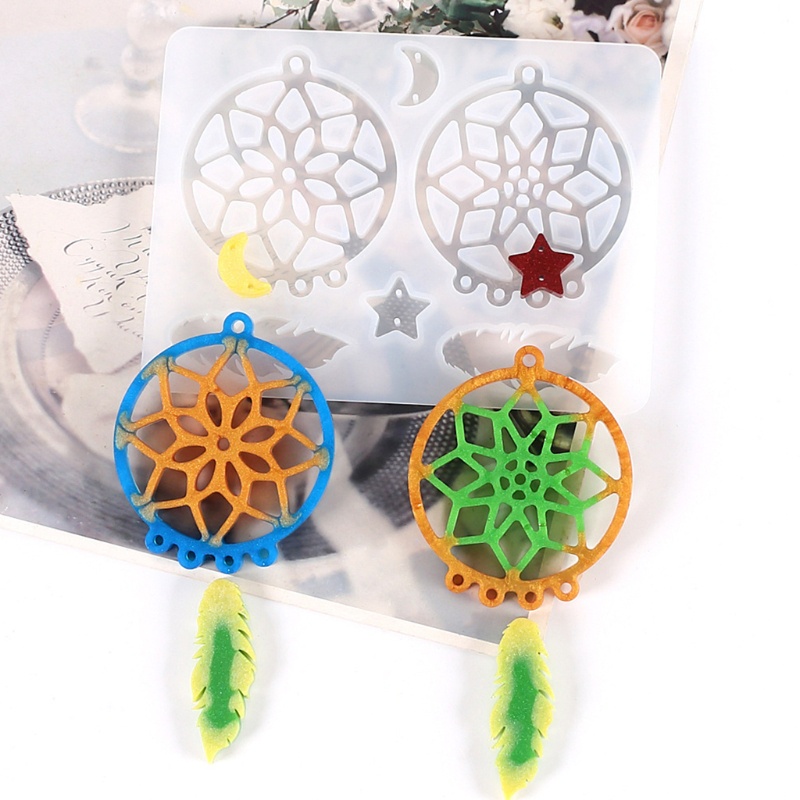Khuôn đúc hình dream catcher làm các trang sức DIY bằng nhựa resin